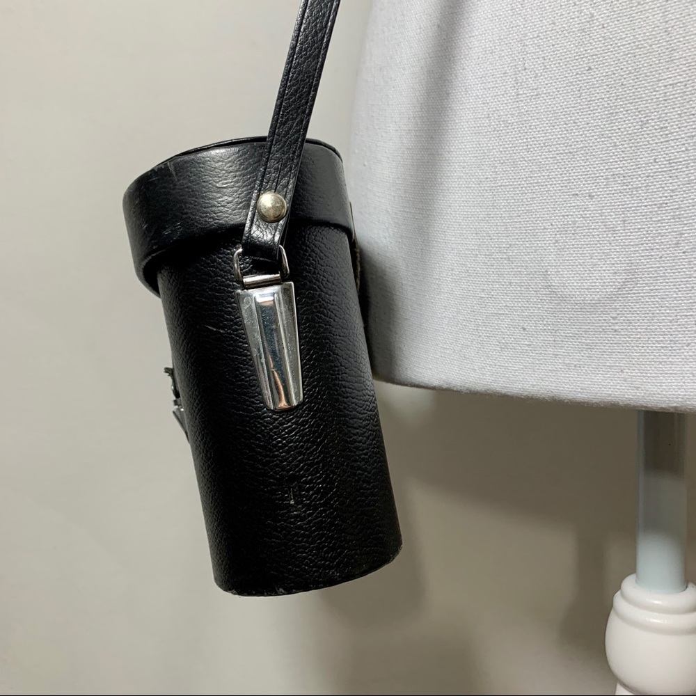 Vtg 70's Boho Chic Binocular Black Leather Case - Picture 8 of 14